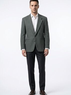 PIERRE BALMAIN PARIS | Vintage Wool Alpaca Blazer Green Gray Men’s Size 42S